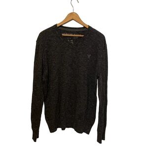 American Eagle Men’s V-neck Gray Marled Sweater